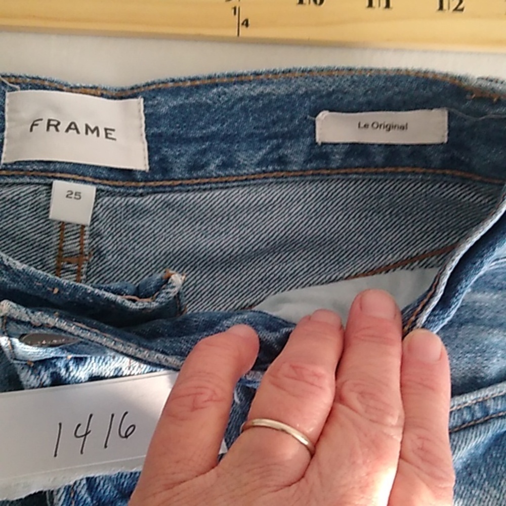 FRAME Women’s Le Original High rise Distressed Button fly Jeans sz 25 light wash - Picture 10 of 16